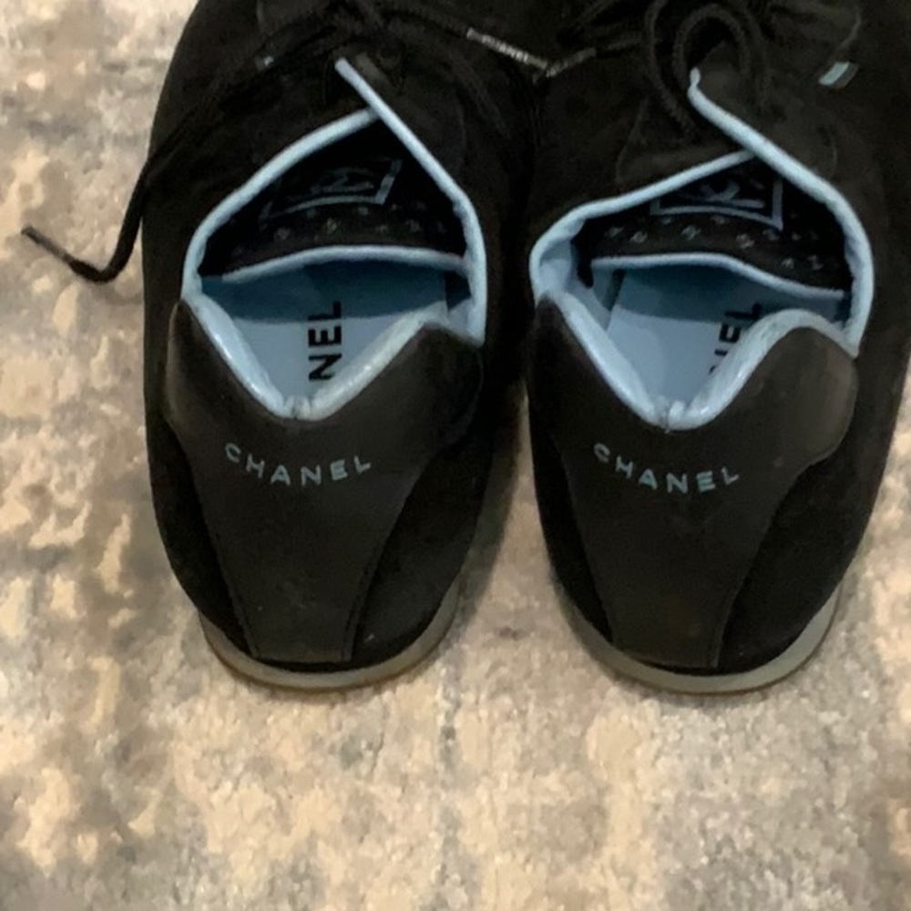 Chanel black suede sneakers size 10 - Picture 3 of 4